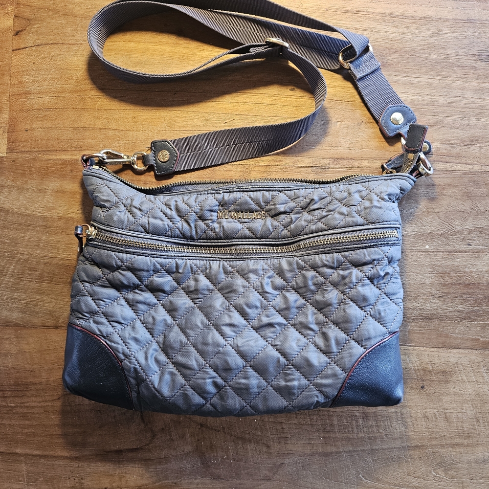 Vera Bradley Quilted Crossbody Bag in Charcoal and Navy